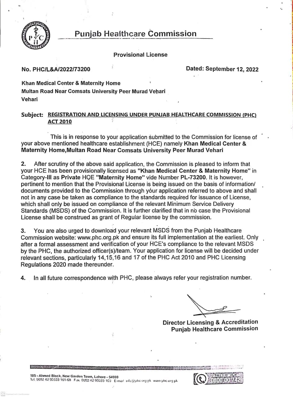 Preview of PHC Provisional License